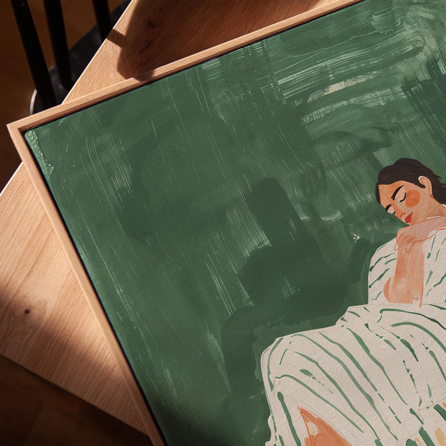 Abstract Woman Canvas Print - Emerald Green Minimalist Decor