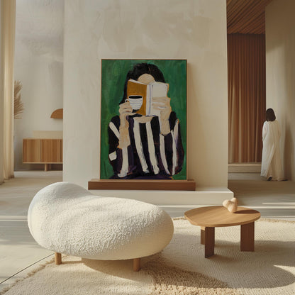 Green Abstract Woman Canvas Art: Floating Frame Modern Print