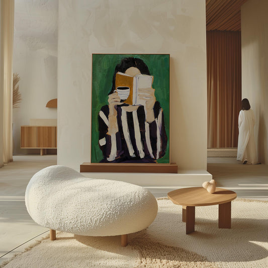 Green Abstract Woman Canvas Art: Floating Frame Modern Print