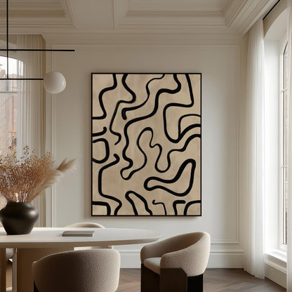 Abstract Line Canvas Print: Black and White Minimalist (Framed or Unframed)