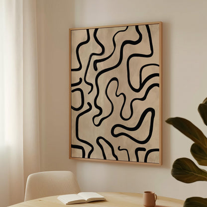 Abstract Line Canvas Print: Black and White Minimalist (Framed or Unframed)