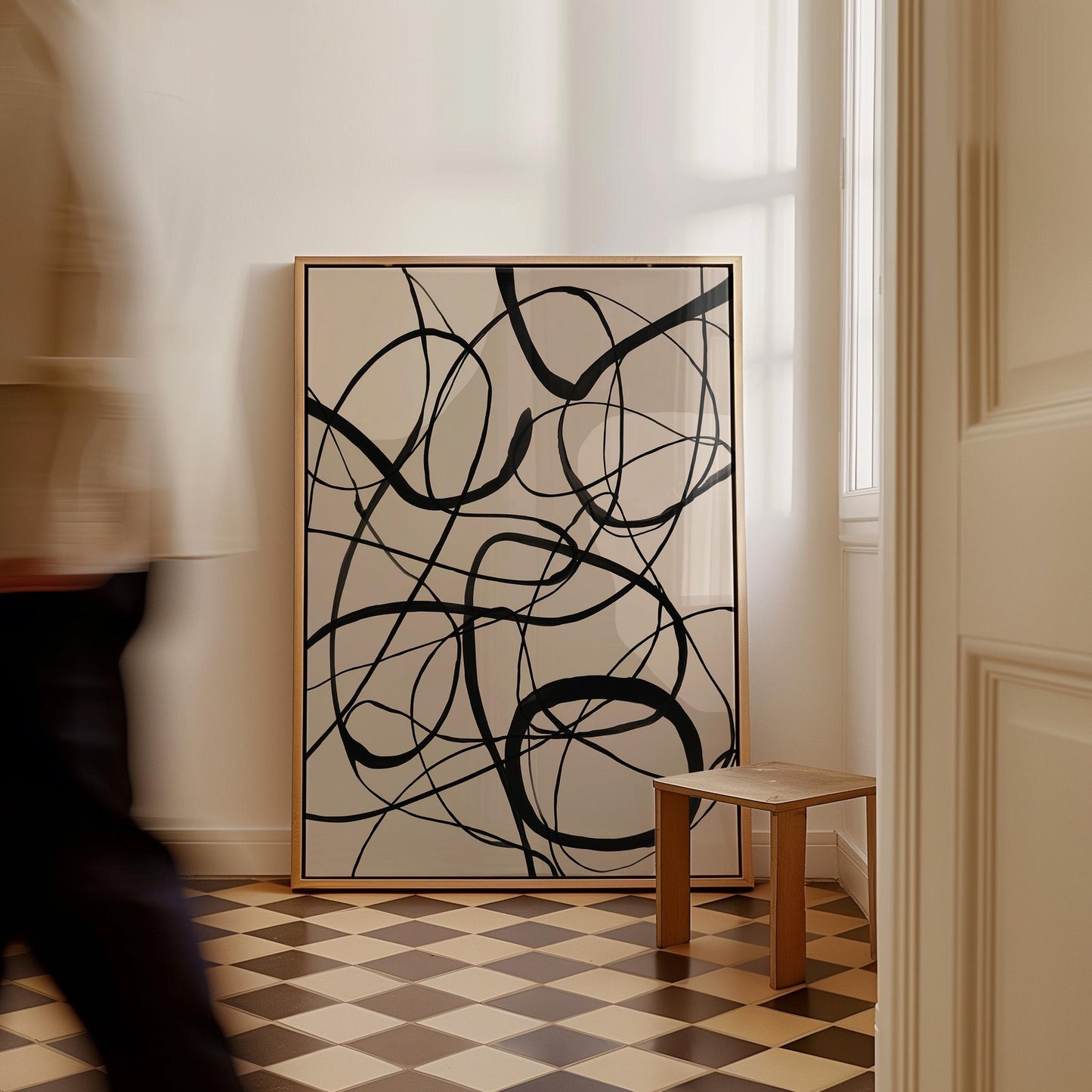 Minimalist Black and White Line Art Canvas (Floating Frame Options)