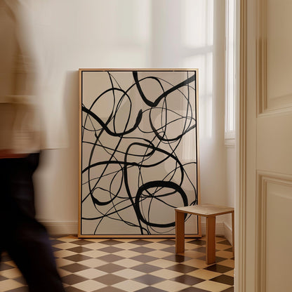 Minimalist Black and White Line Art Canvas (Floating Frame Options)