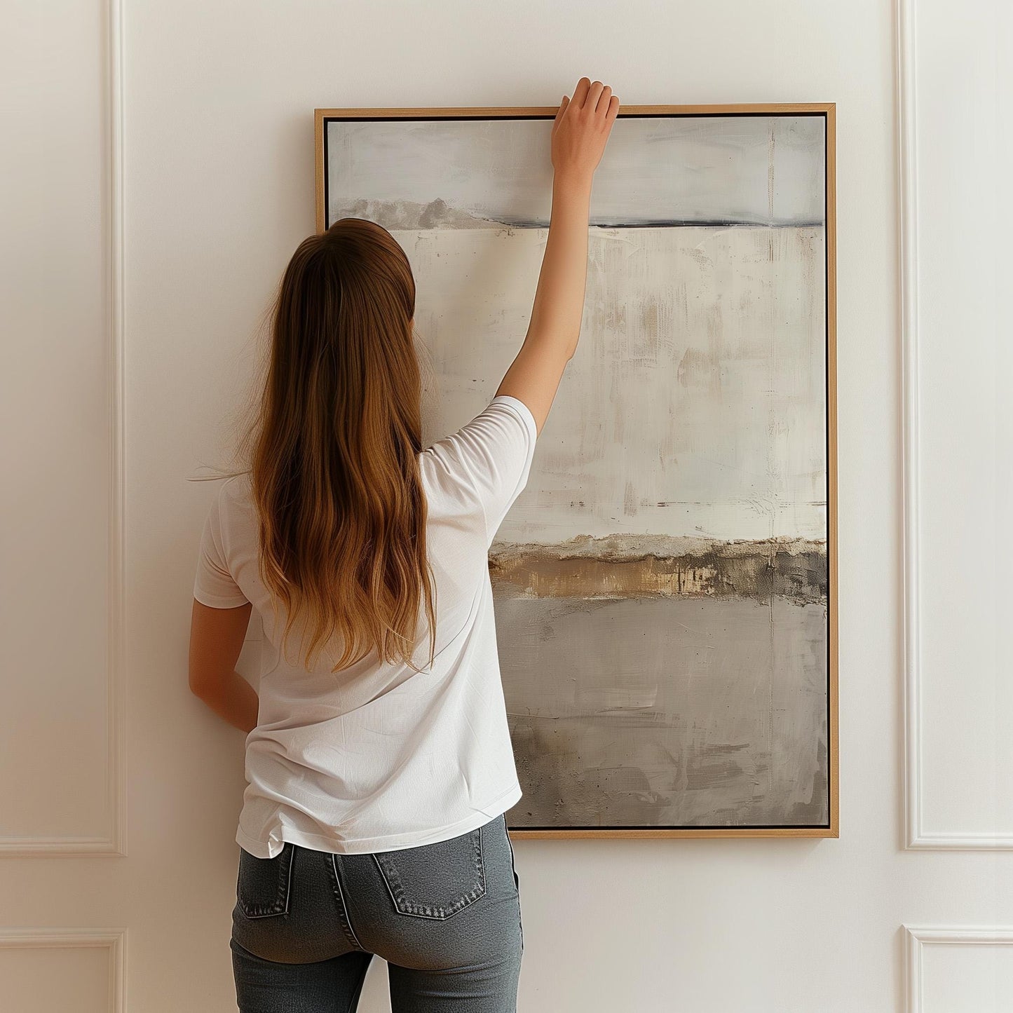 Abstract Landscape Canvas Art: Beige and Brown Neutral Tones