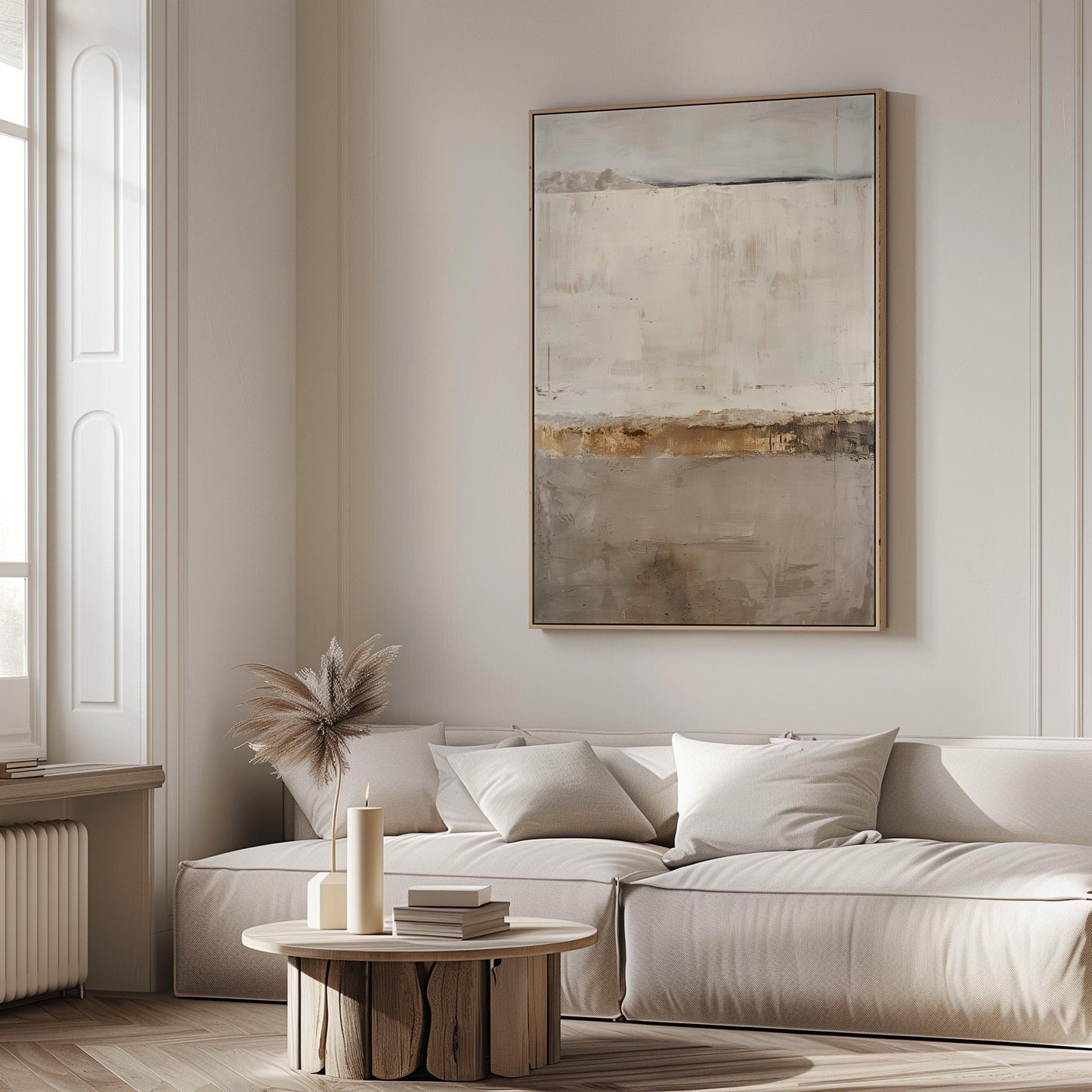 Abstract Landscape Canvas Art: Beige and Brown Neutral Tones