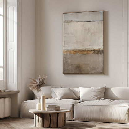 Abstract Landscape Canvas Art: Beige and Brown Neutral Tones