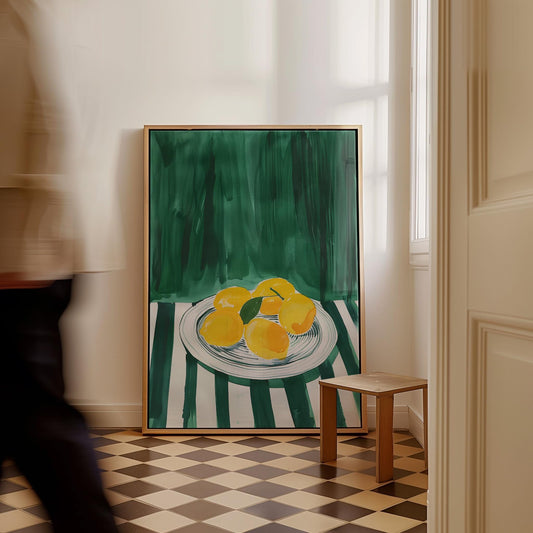 Lemon Still Life Wall Art Modern Abstract Kitchen Print Dining Room Decor Canvas Painting Yellow Fruit Artwork