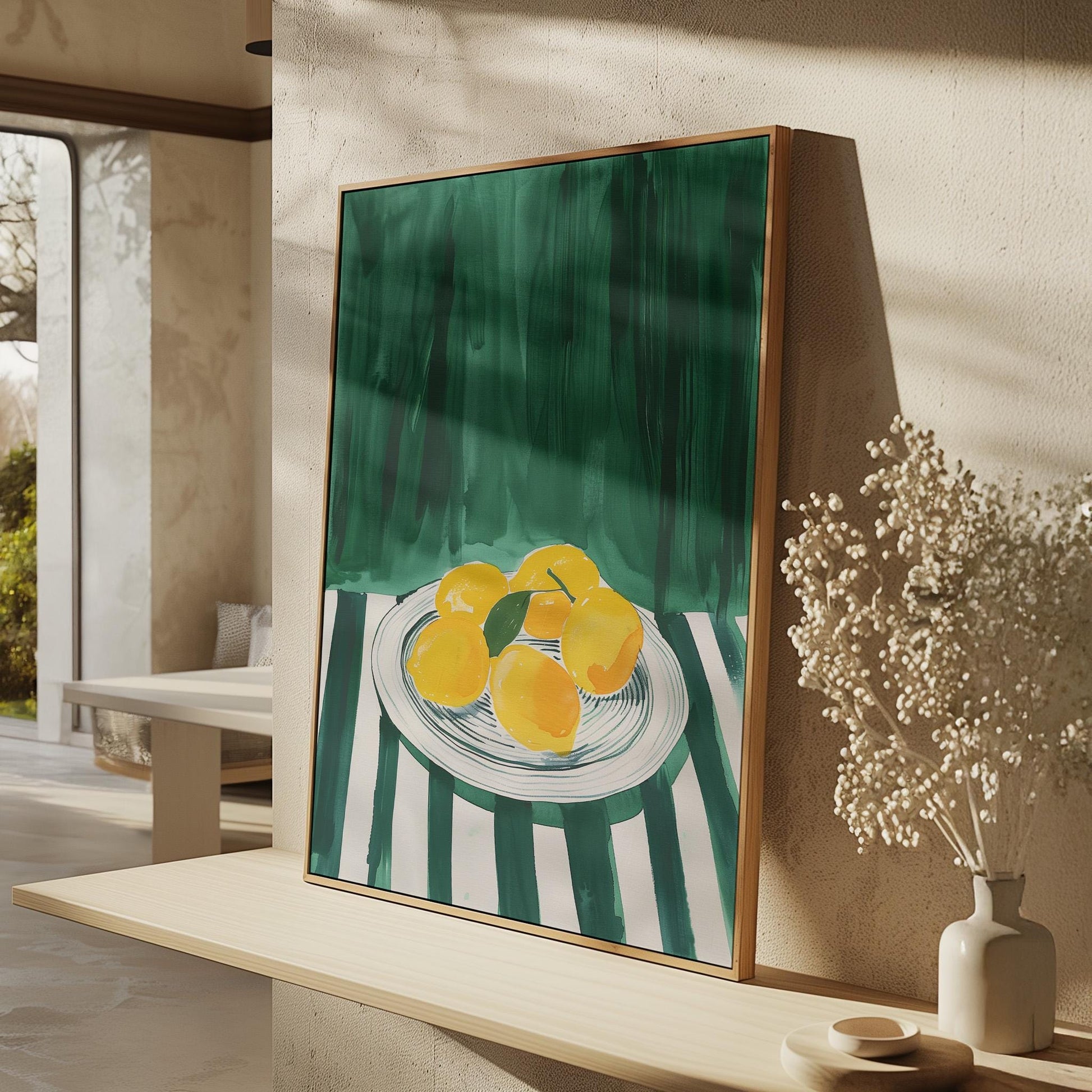 Lemon Still Life Wall Art Modern Abstract Kitchen Print Dining Room Decor Canvas Painting Yellow Fruit Artwork