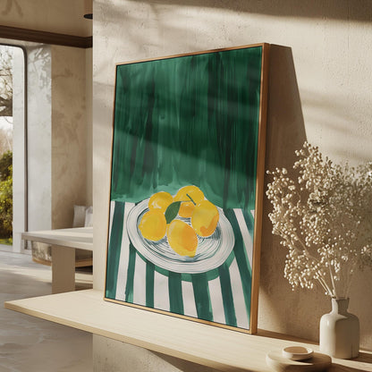 Lemon Still Life Wall Art Modern Abstract Kitchen Print Dining Room Decor Canvas Painting Yellow Fruit Artwork