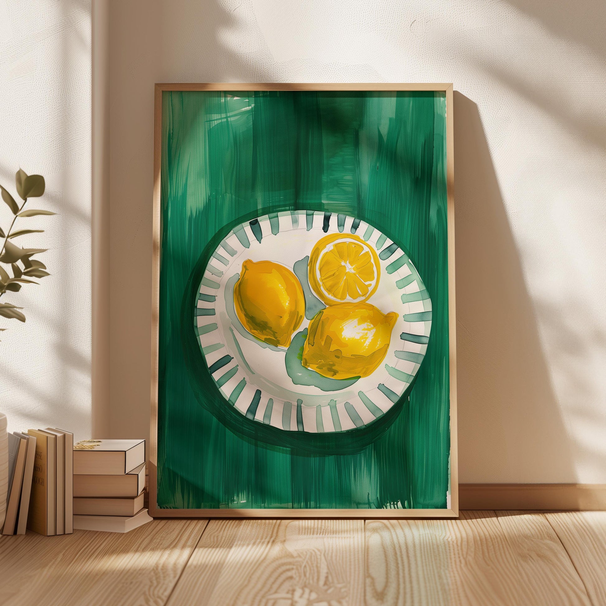 Lemon Still Life Wall Art Yellow Fruit Kitchen Print Abstract Dining Room Decor Modern Canvas Painting Artwork Gift for Friends