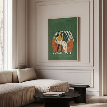 Romantic Couple Wall Art Modern Abstract Print Intimate Love Artwork Bedroom Living Room Decor Canvas Painting Gift for Anniversary