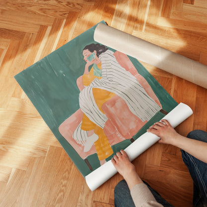 Woman on Armchair Canvas Print Relaxed Minimalist Wall Art Modern Abstract Home Decor for Living Room or Bedroom