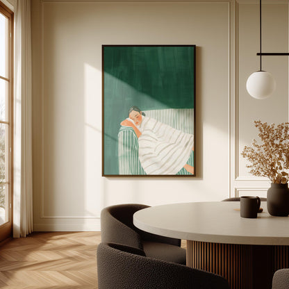 Sleeping Woman Canvas Print Minimalist Modern Wall Art for Bedroom or Living Room Relaxing Decor