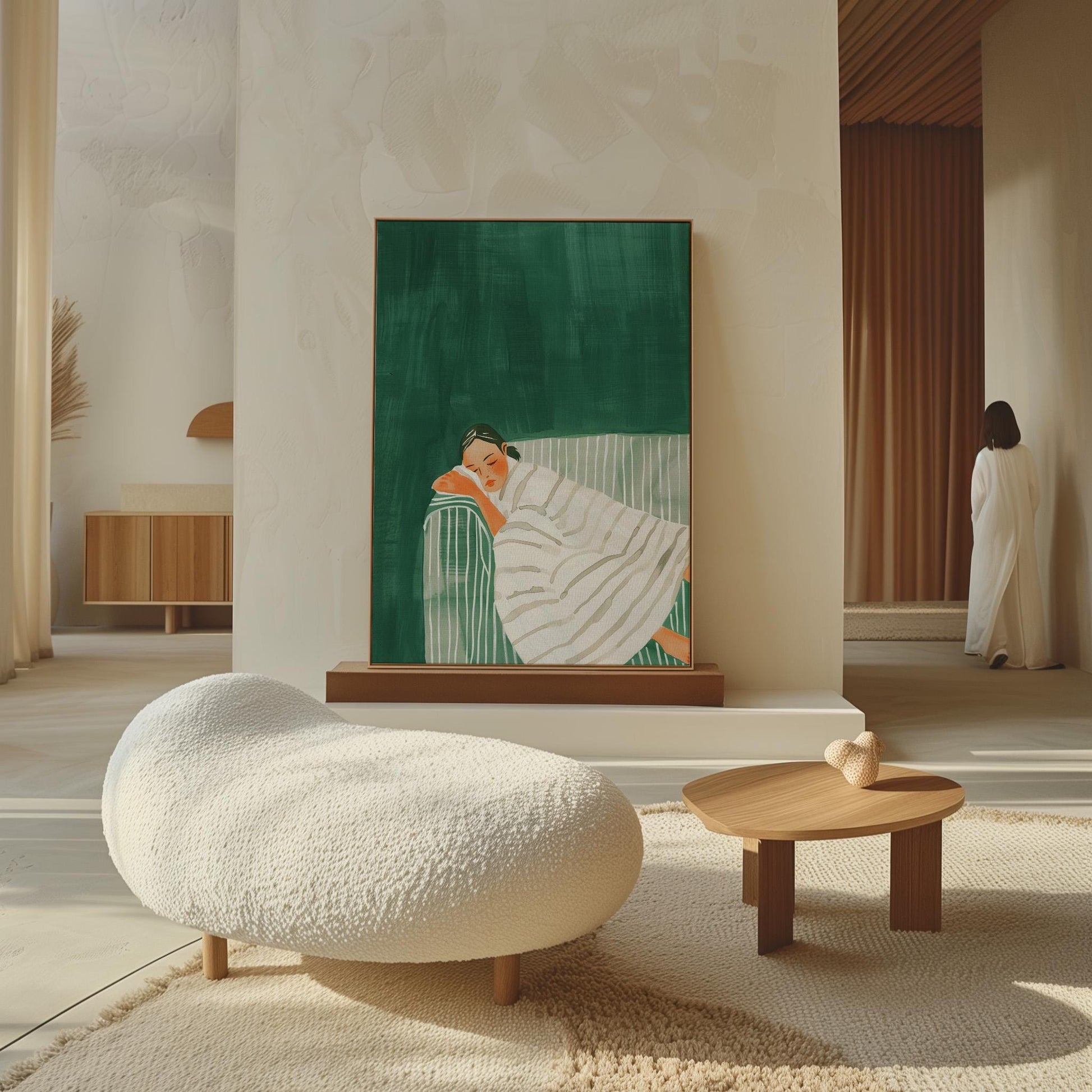 Sleeping Woman Canvas Print Minimalist Modern Wall Art for Bedroom or Living Room Relaxing Decor