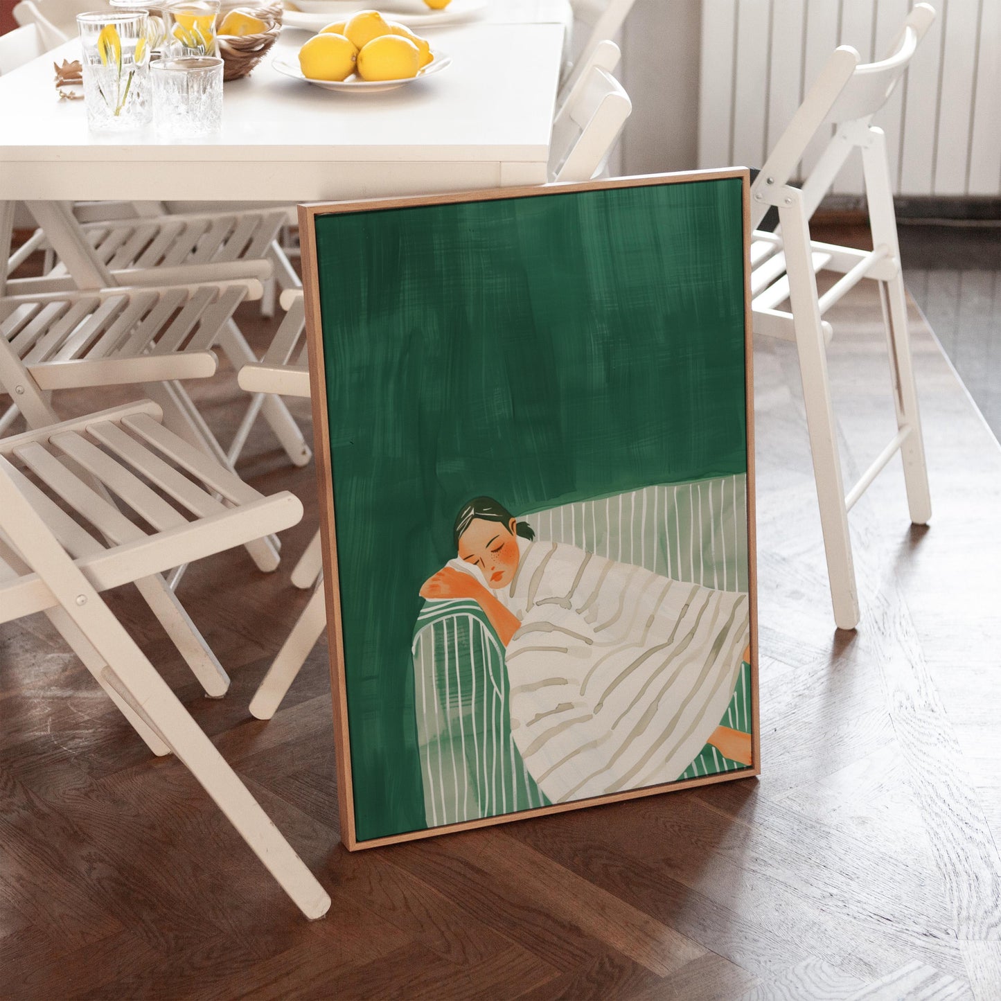 Sleeping Woman Canvas Print Minimalist Modern Wall Art for Bedroom or Living Room Relaxing Decor