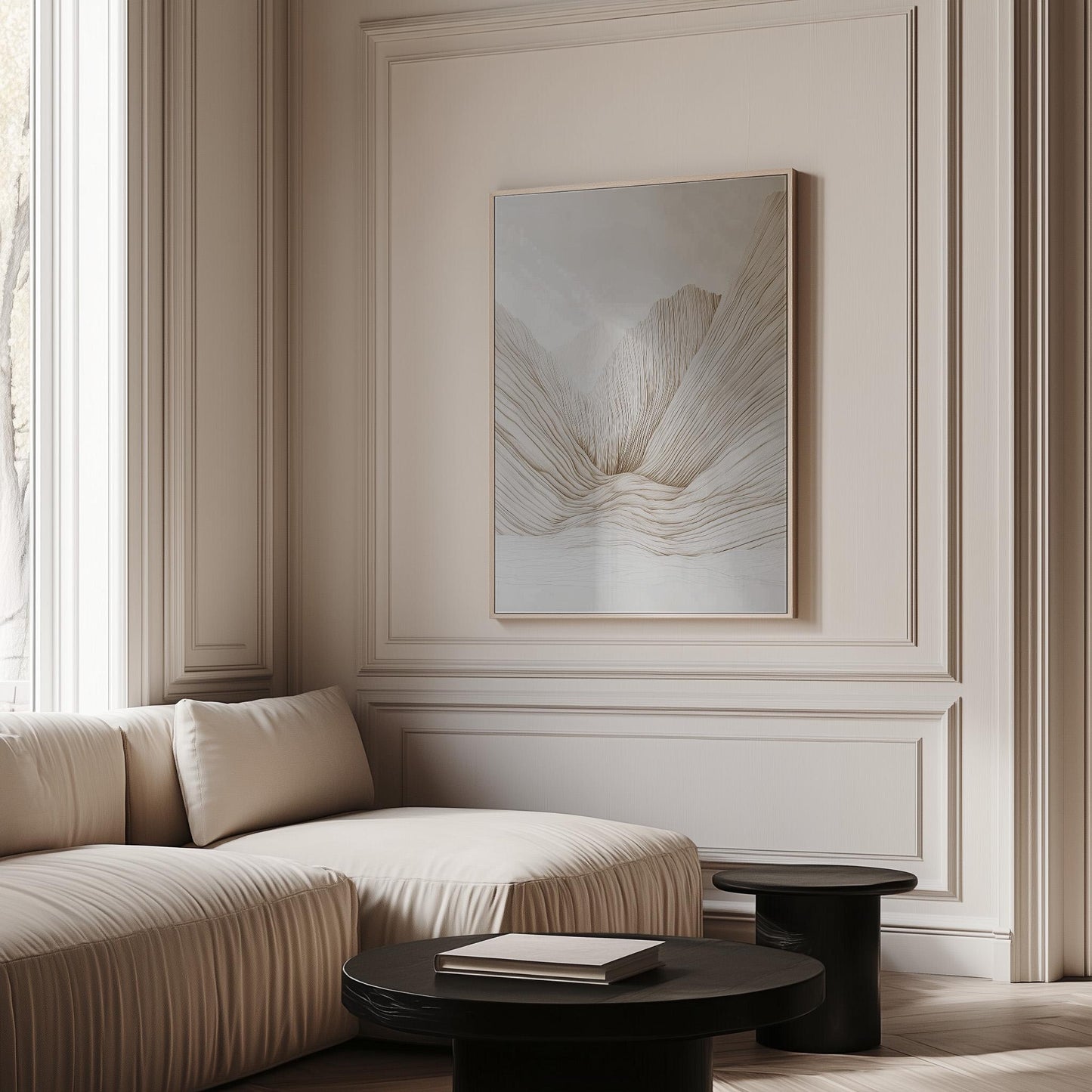 Neutral Abstract Mountain Canvas Print Modern Minimalist Wall Art for Bedroom or Living Room Decor