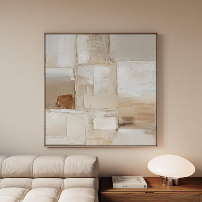 Abstract Canvas Wall Art: Beige Neutral Texture (Floating Frame)