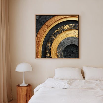 Black and Gold Abstract Canvas Art:  Concentric Circles