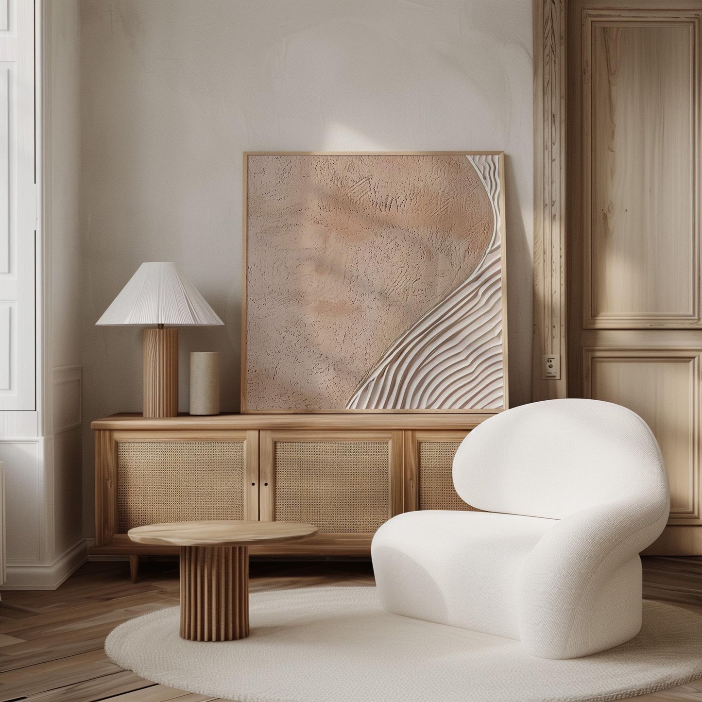 Minimalist Japandi Canvas Wall Art - Beige