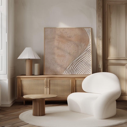 Minimalist Japandi Canvas Wall Art - Beige