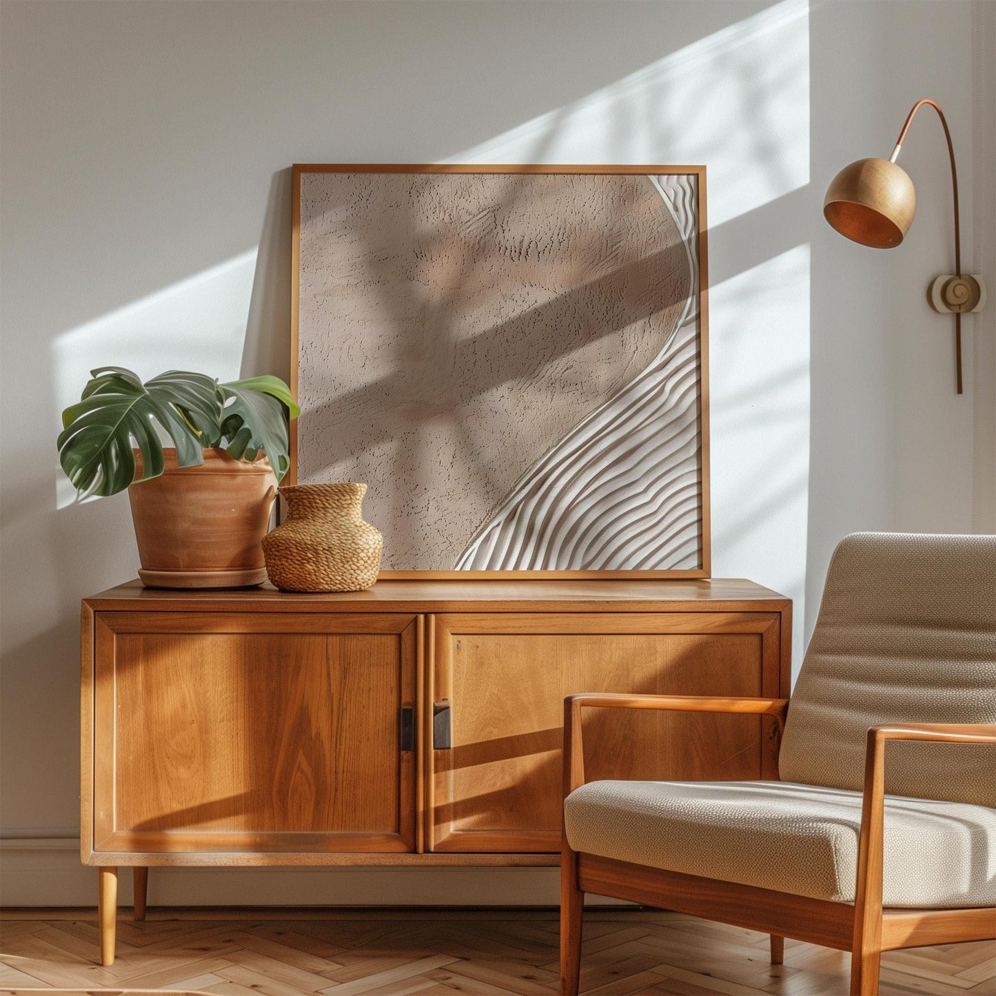 Minimalist Japandi Canvas Wall Art - Beige