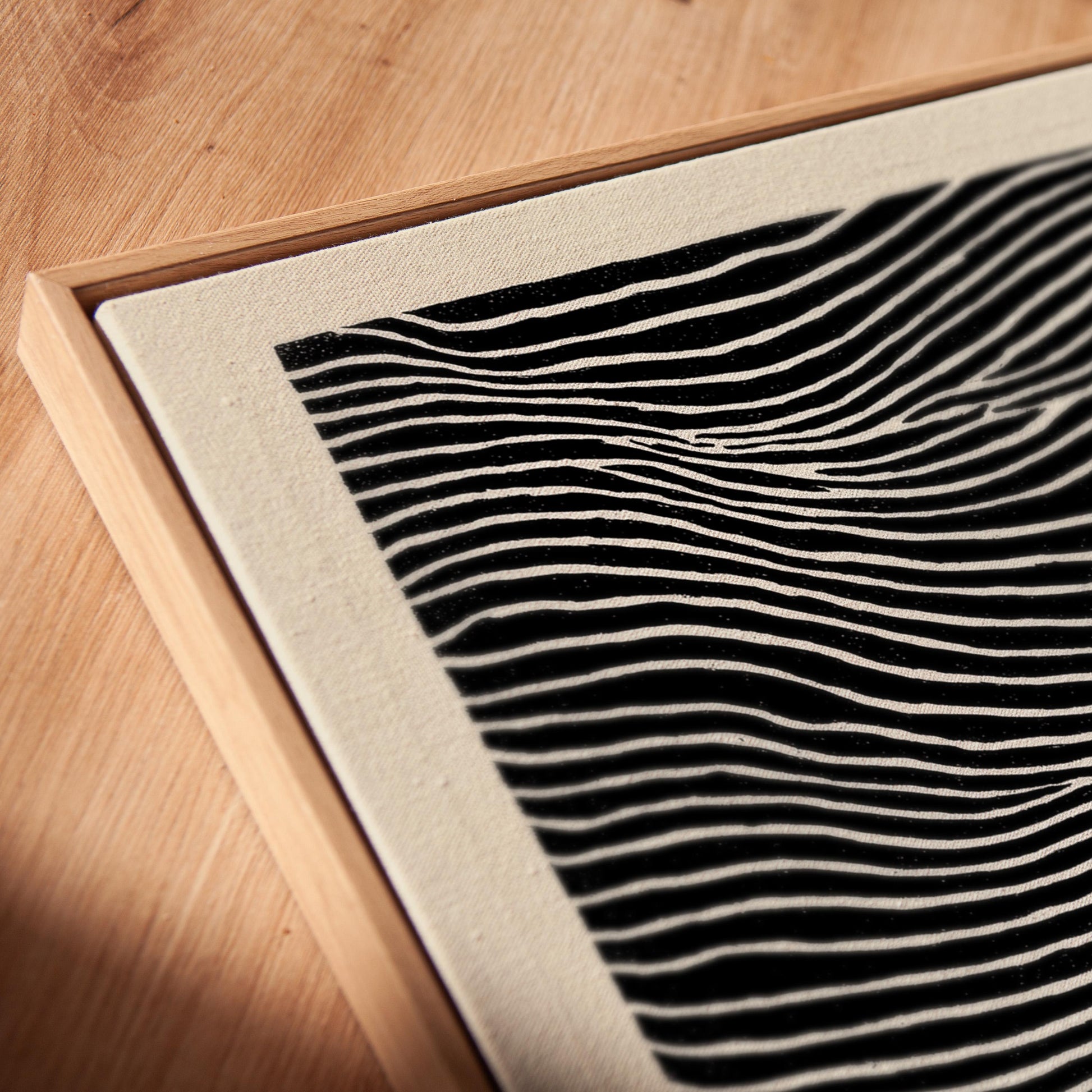 Black and White Line Abstract Canvas Print Modern Minimalist Wave Art for Bedroom or Office Wall