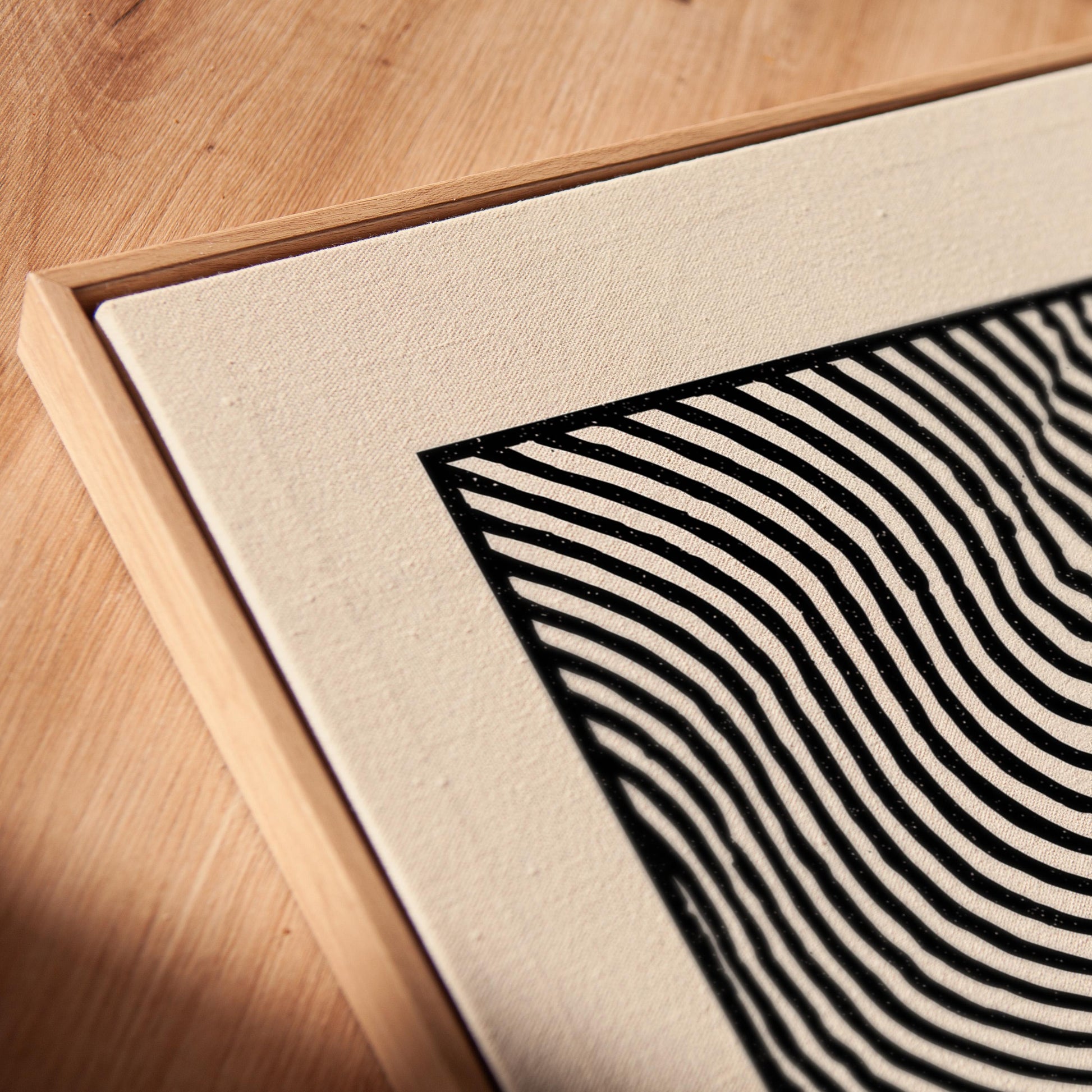 Black and White Abstract Line Art Canvas Print Modern Minimalist Optical Illusion Wall Decor for Living Room or Office