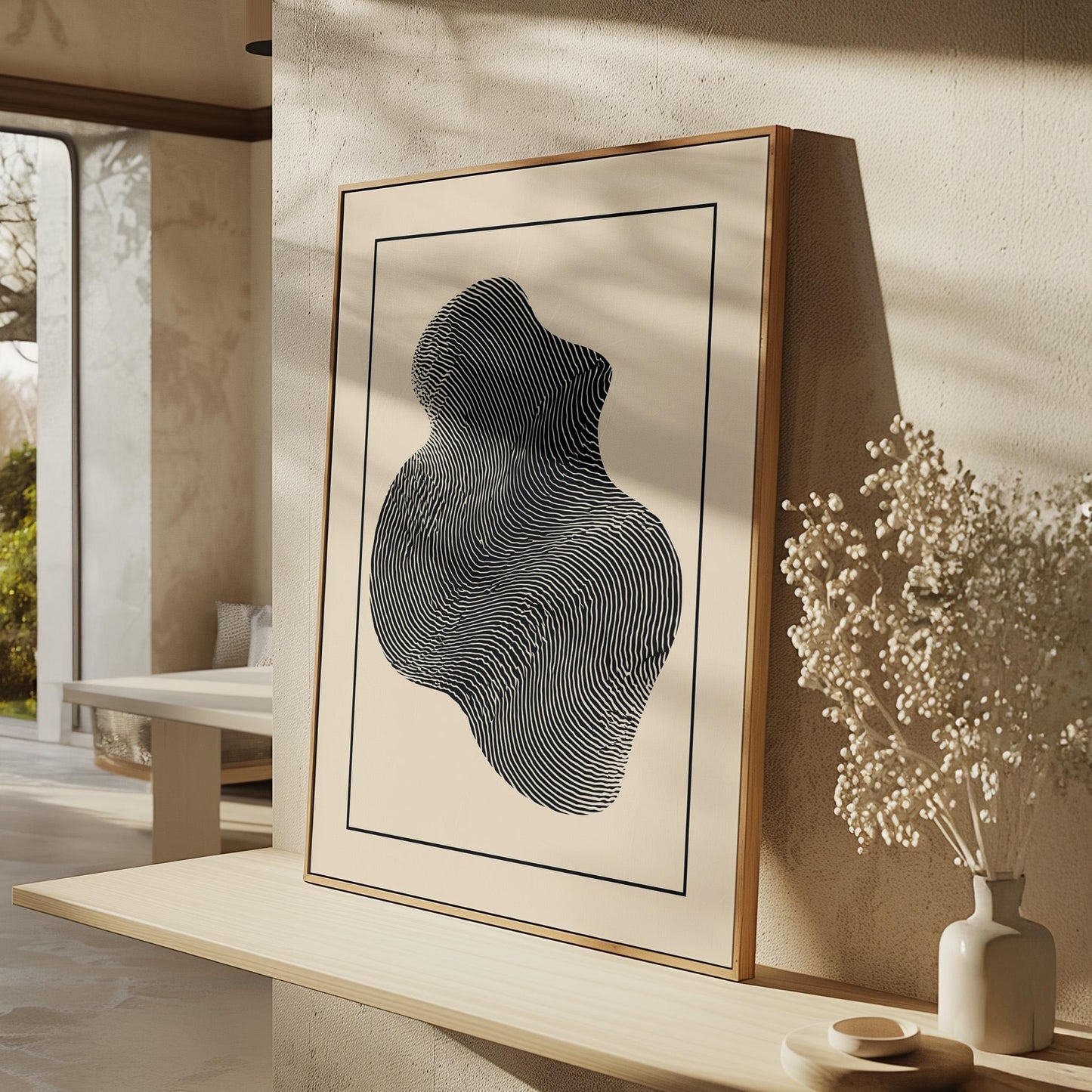 Minimalist Abstract Line Waves Black and White Canvas Print Modern Geometric Wall Art for Living Room or Office Decor