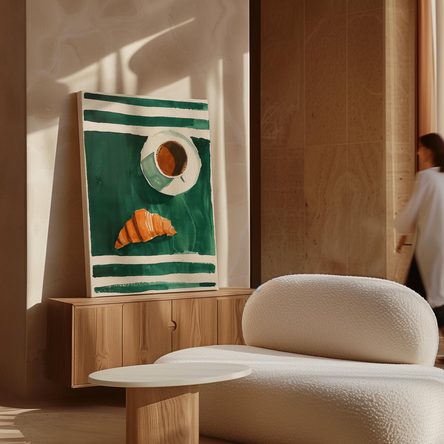 Coffee and Croissant Wall Art - Modern Kitchen Food Print