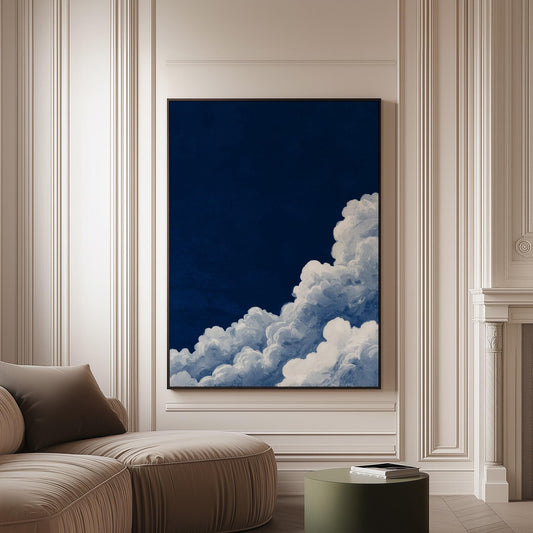 Cloud Wall Art Blue Wall Art Abstract Art Print Minimalist Wall Art Indigo Canvas Maximalist Decor Sky Wall Art Wedding Gift