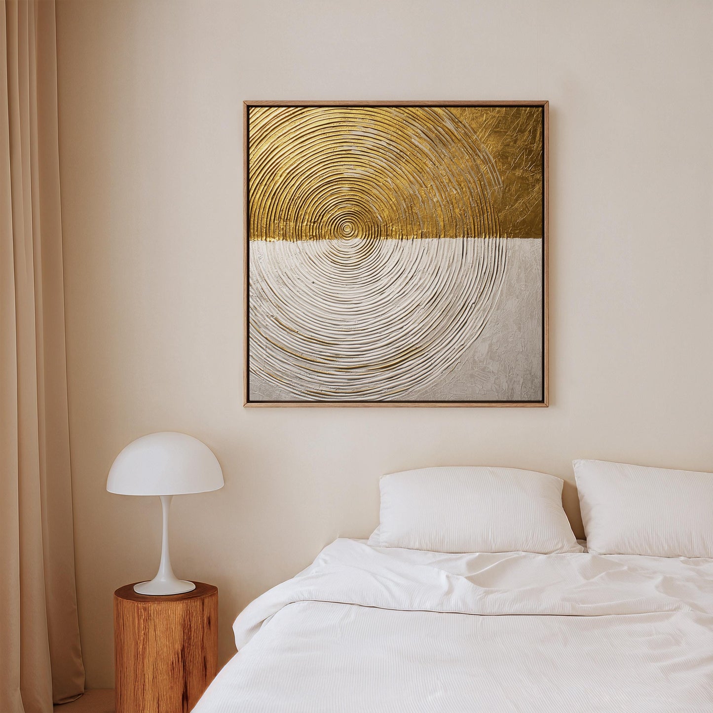 Canvas Wall Art: Gold and White Texture - Floating Frame Option