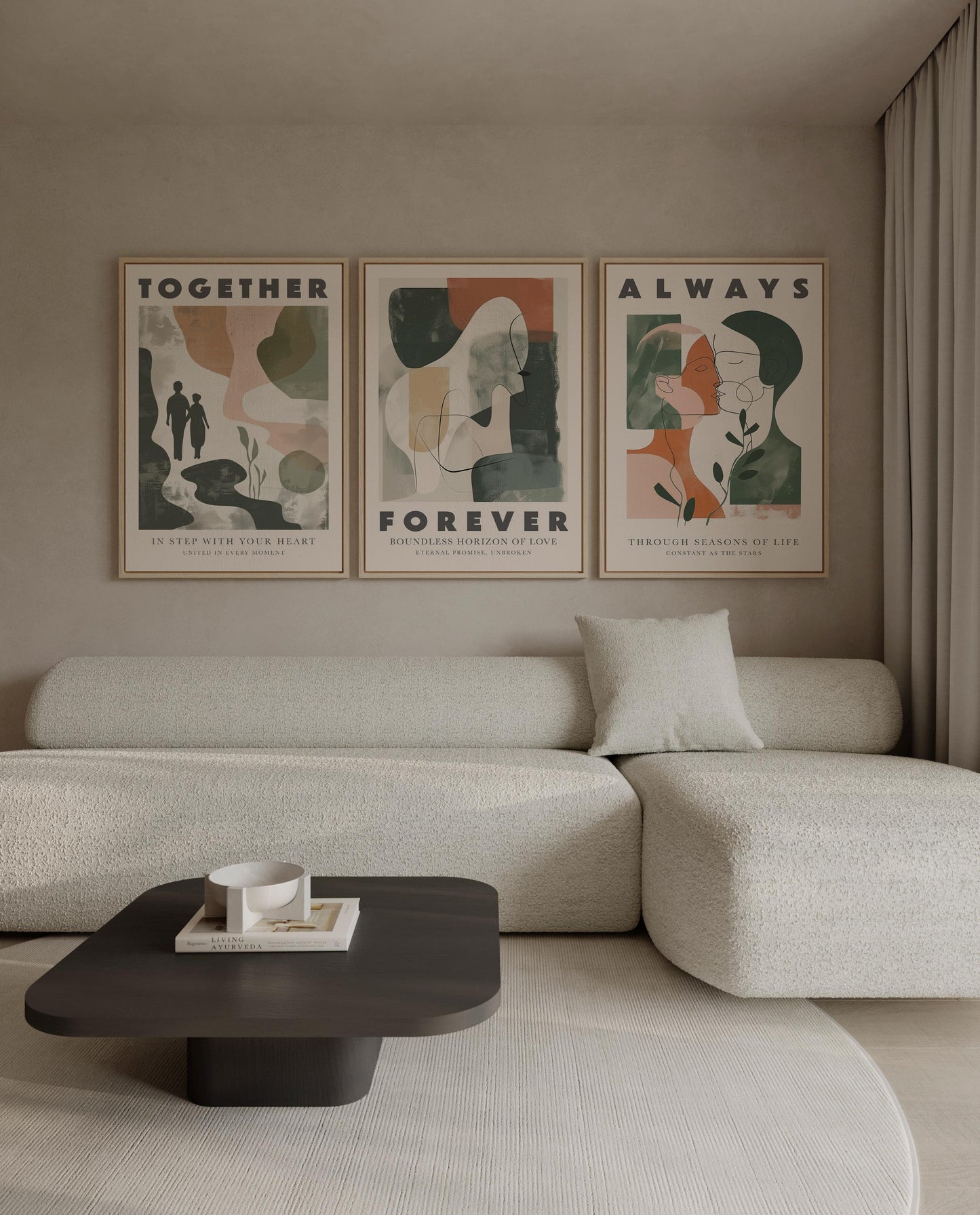 Couple Canvas Wall Art: Romantic Minimalist Prints (Set of 3