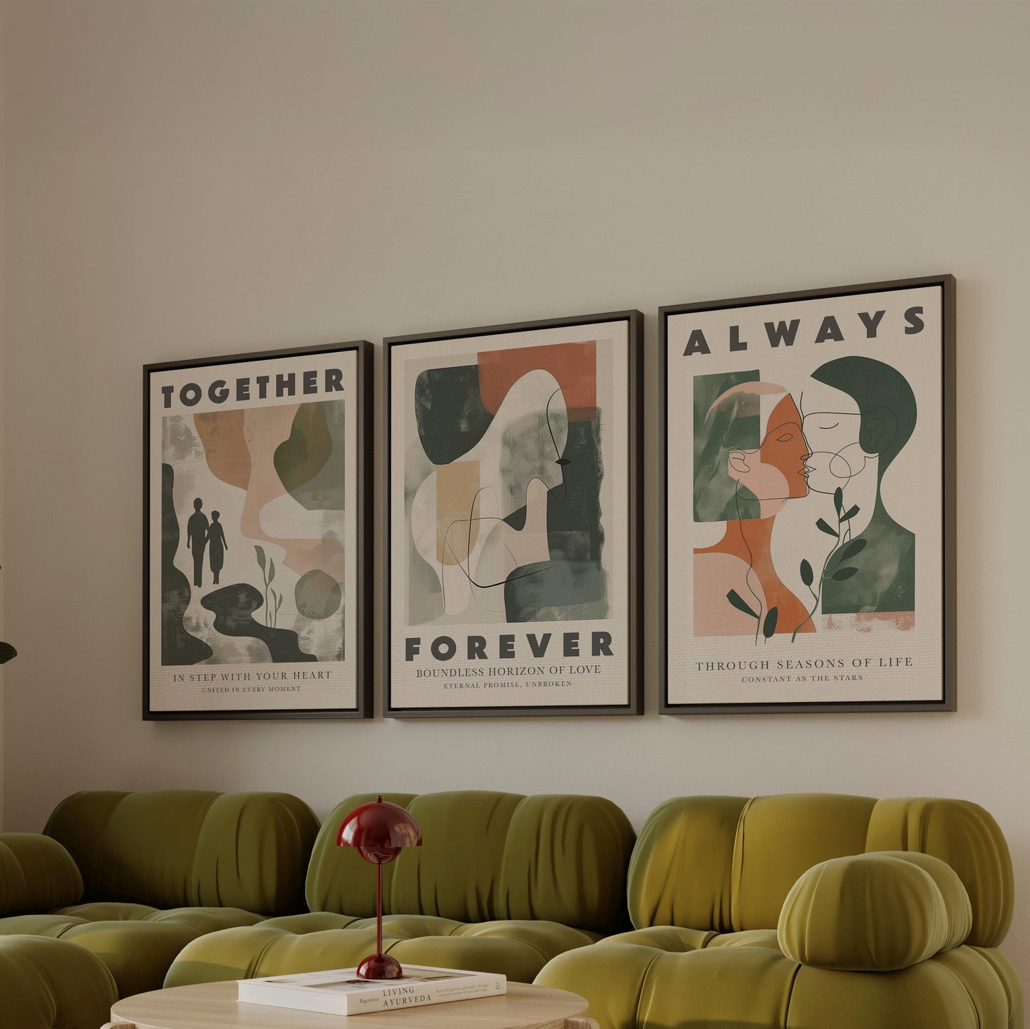 Couple Canvas Wall Art: Romantic Minimalist Prints (Set of 3