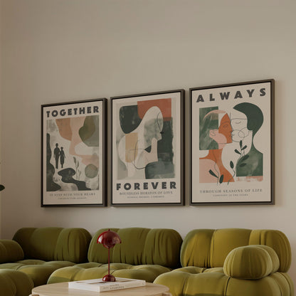 Couple Canvas Wall Art: Romantic Minimalist Prints (Set of 3