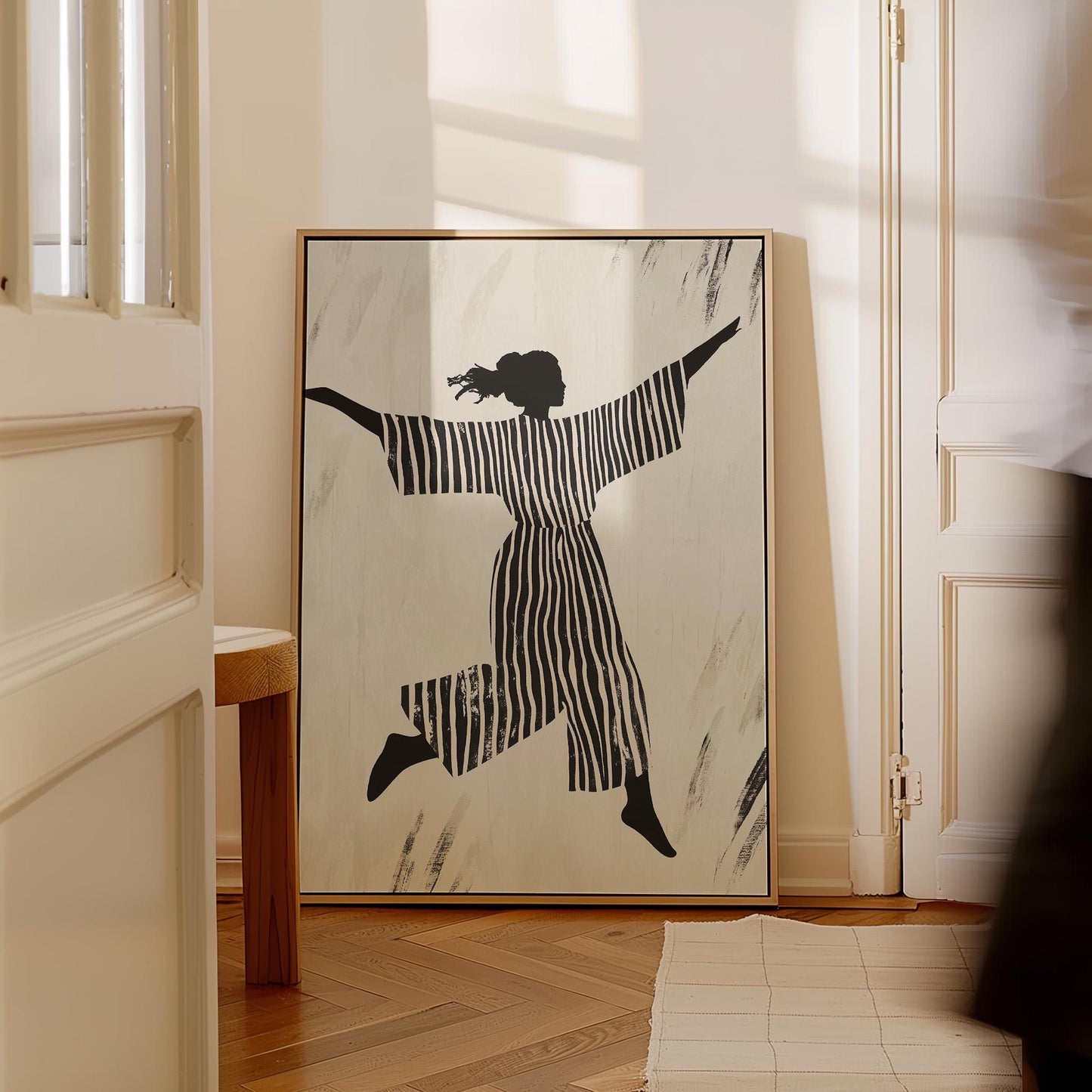 Women Canvas Wall Art: Black and White Abstract - Set of 3 Prints