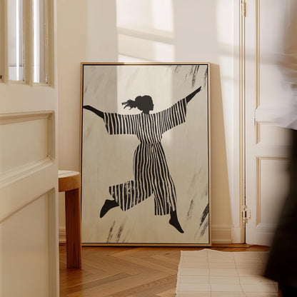 Women Canvas Wall Art: Black and White Abstract - Set of 3 Prints