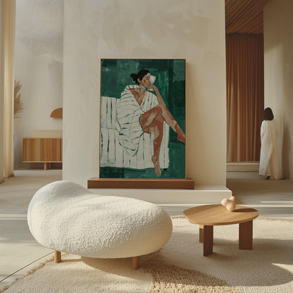 Woman Relaxing Canvas Wall Art Modern Minimalist Abstract Figure Large Print for Bedroom or Living Room