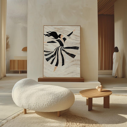 Elegant Dancer Wall Art Print Minimalist Ballet Canvas Large Modern Black and White Painting for Living Room or Bedroom Decor