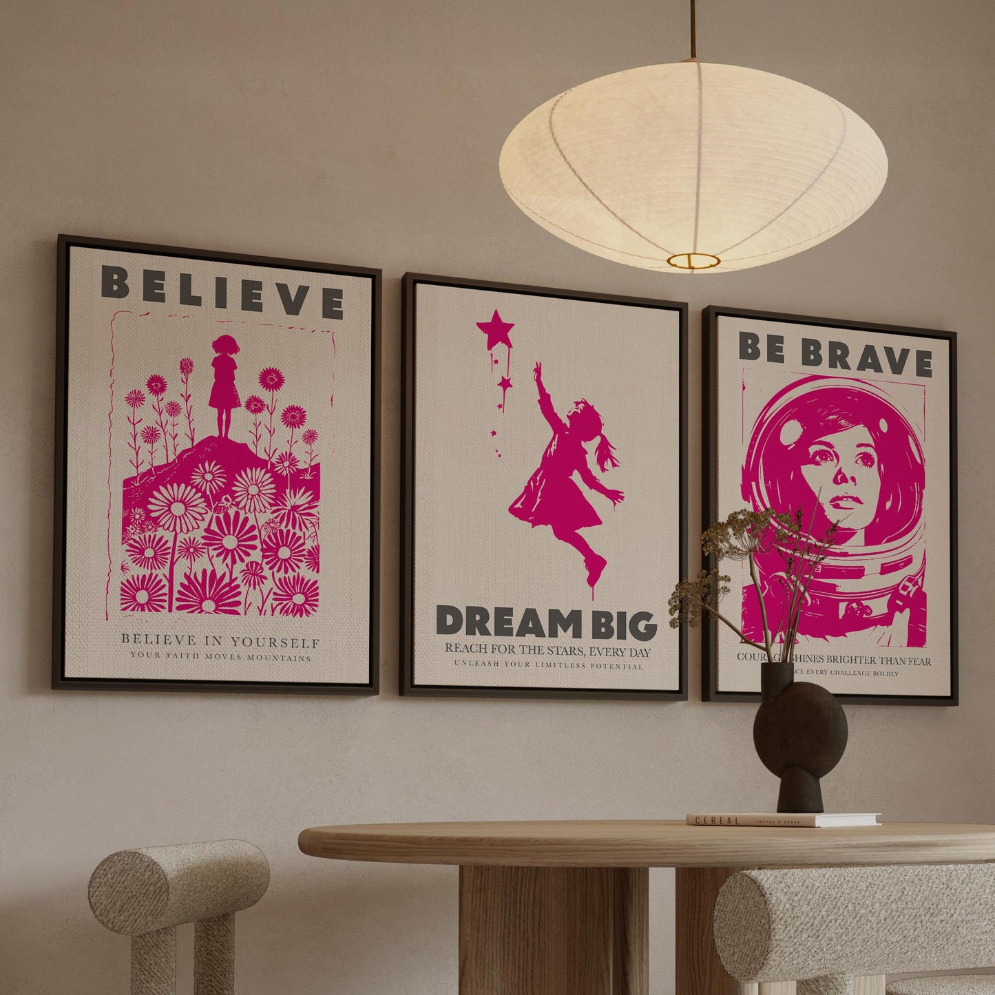 Motivational Canvas Wall Art: Believe Dream Big Be Brave