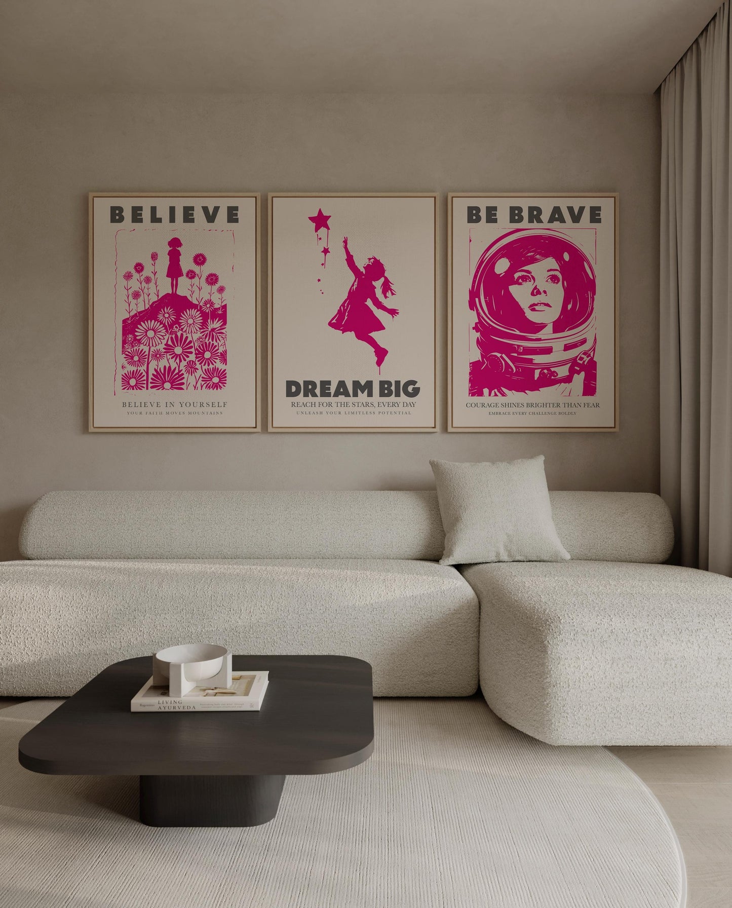 Motivational Canvas Wall Art: Believe Dream Big Be Brave
