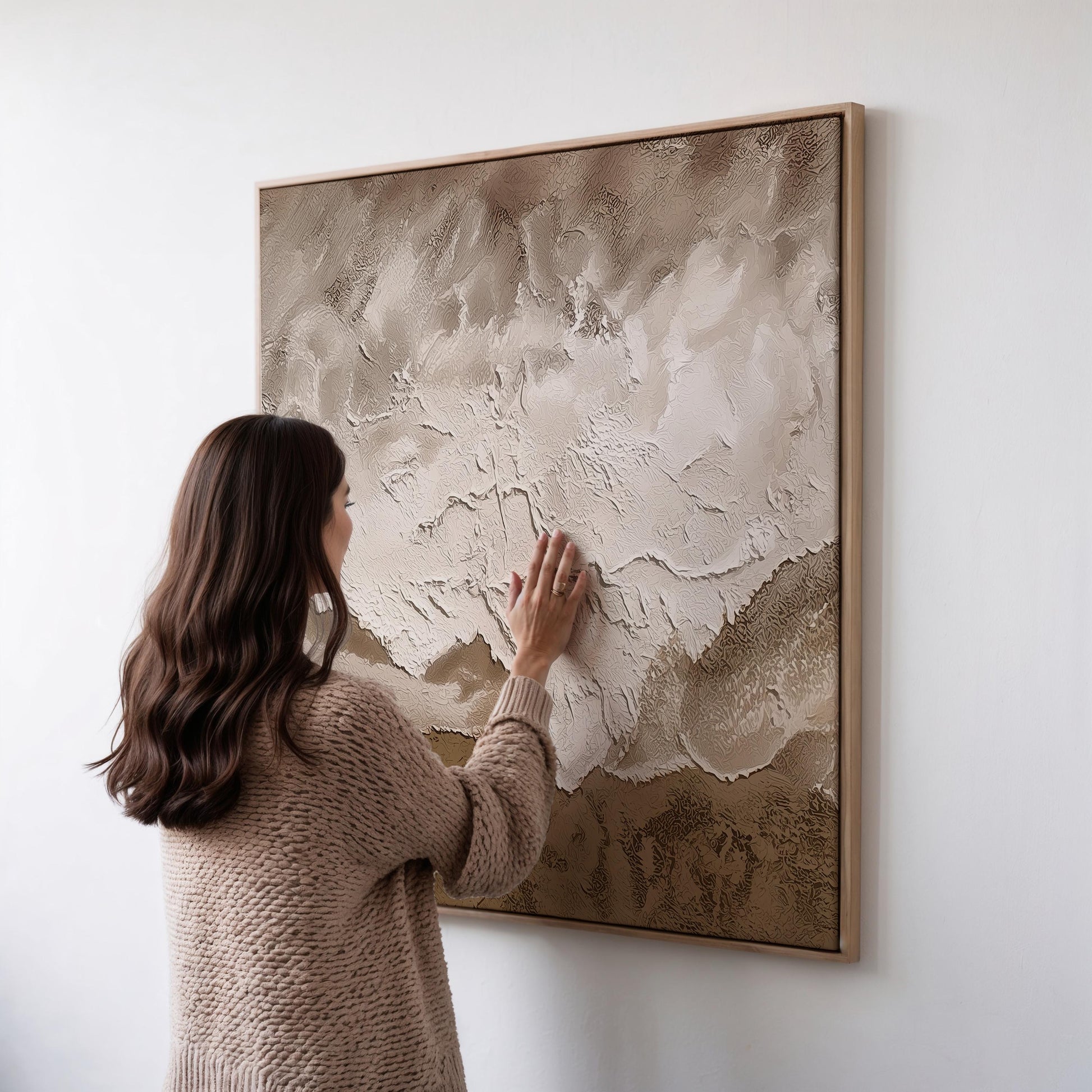 Textured Neutral Canvas Art: Beige and Earth Tones, Minimalist Square Abstract Painting