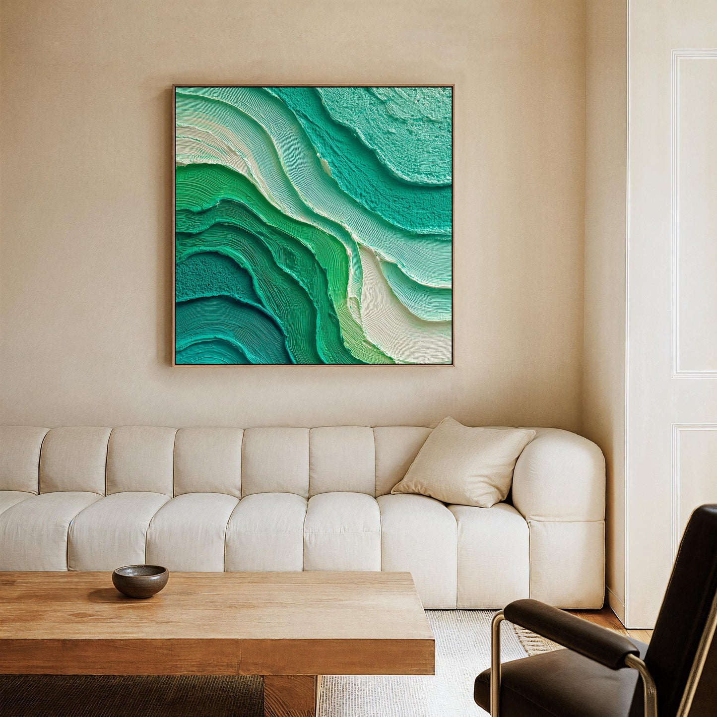 Teal and Emerald Canvas Wall Art - Modern  Abstract Square
