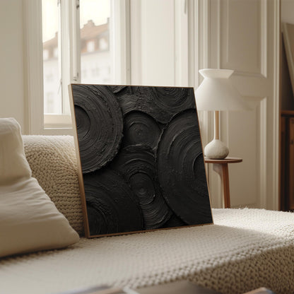 Abstract Black Circles Canvas Print: Minimalist Square Wall Art