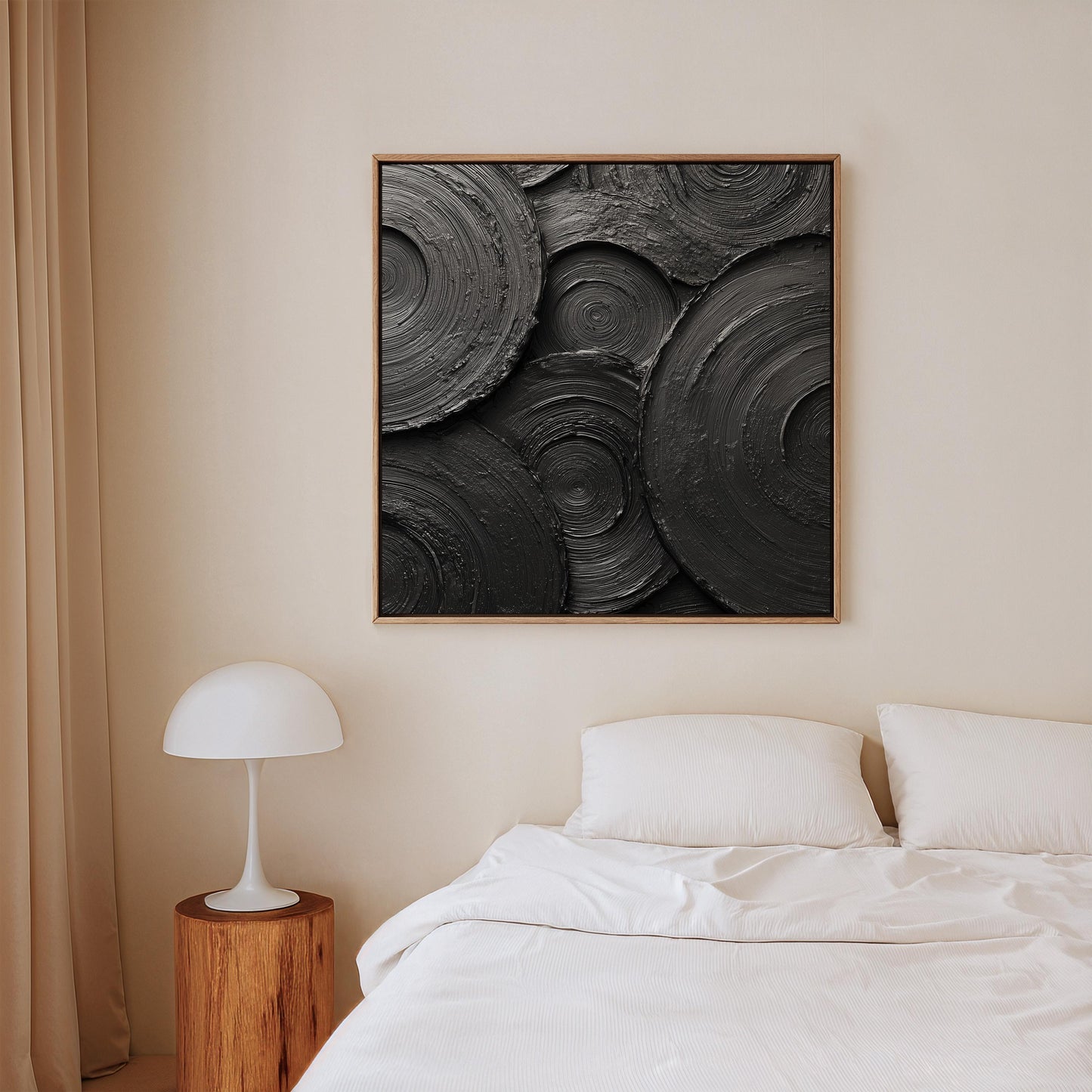 Abstract Black Circles Canvas Print: Minimalist Square Wall Art