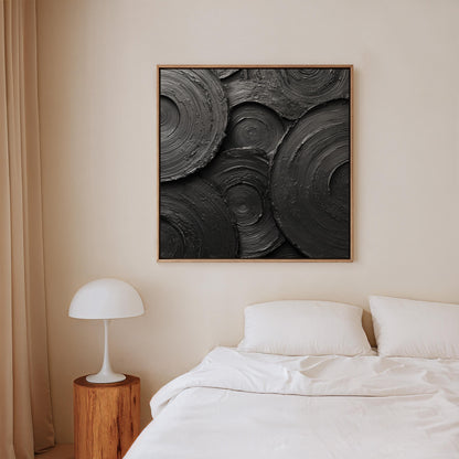 Abstract Black Circles Canvas Print: Minimalist Square Wall Art