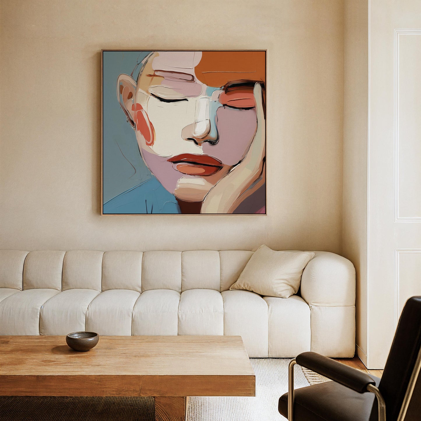 Abstract Face Wall Art - Modern Canvas Portrait for Bedroom