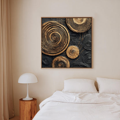 Gold Spiral Wall Art: Abstract Canvas Print (Square