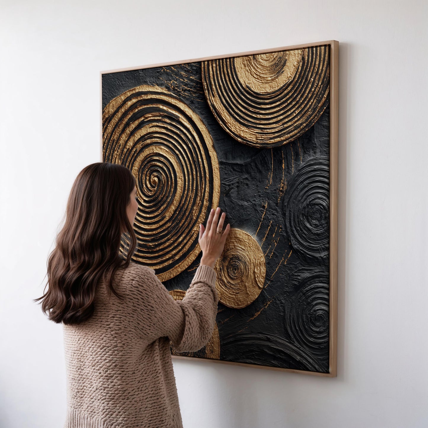 Gold Spiral Wall Art: Abstract Canvas Print (Square