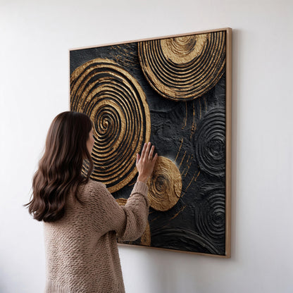 Gold Spiral Wall Art: Abstract Canvas Print (Square