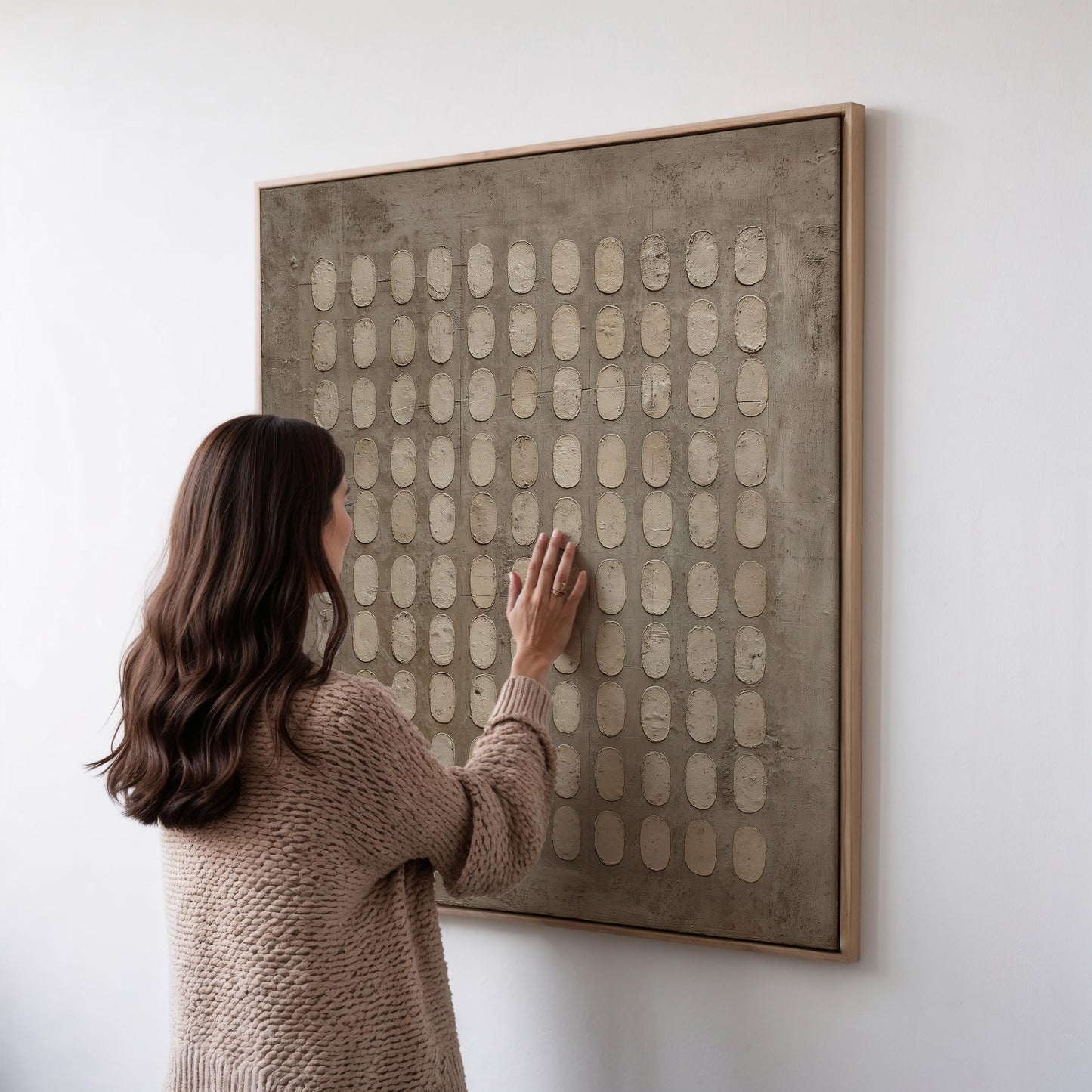 Geometric Canvas Wall Art: Minimalist Earth Tones (Square